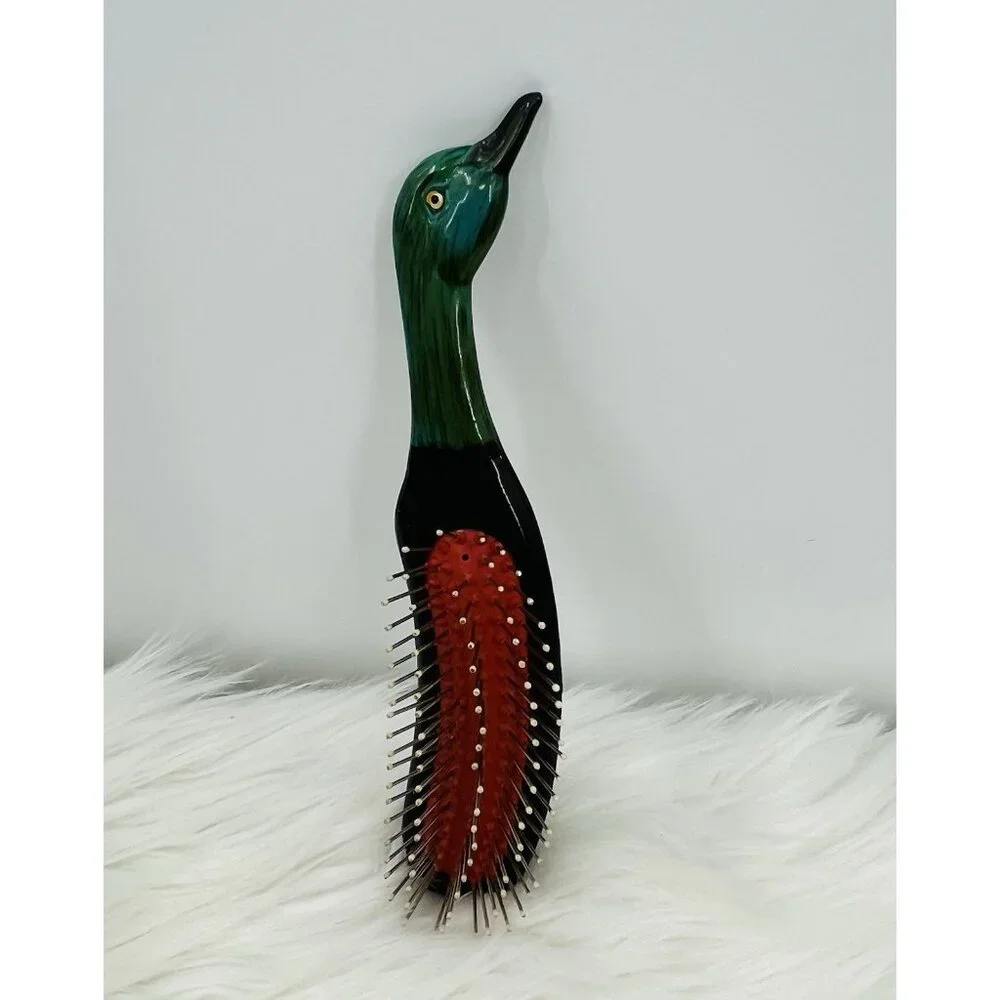 Vintage Hand Painted Unique Mallard Duck Design Decorative Hairbrush